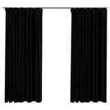 Cortinas Vidaxl Lino Mirando ganchos condenatorios 2 ST 140X175 CM NEGRO