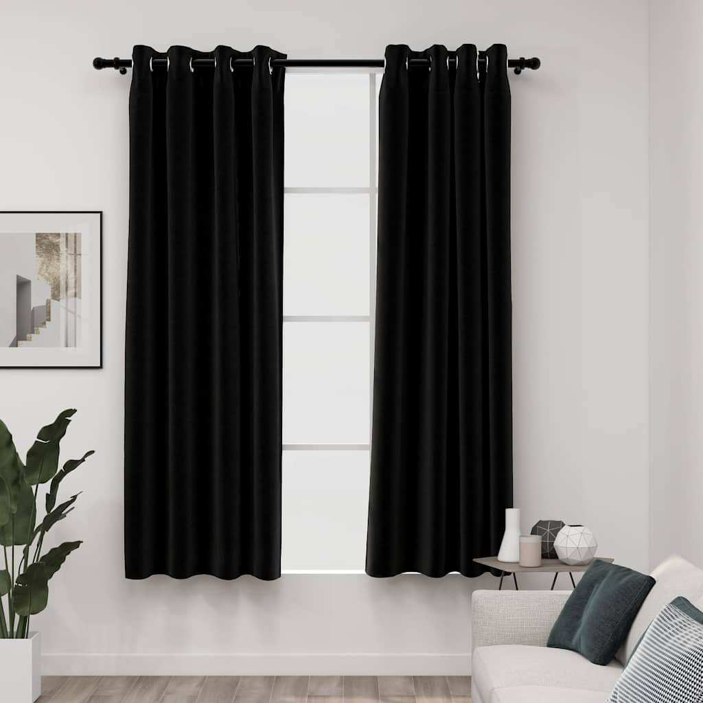 Vidaxl gardiner Linned Look Blackout 2 PCS 140x175 cm Anthracite