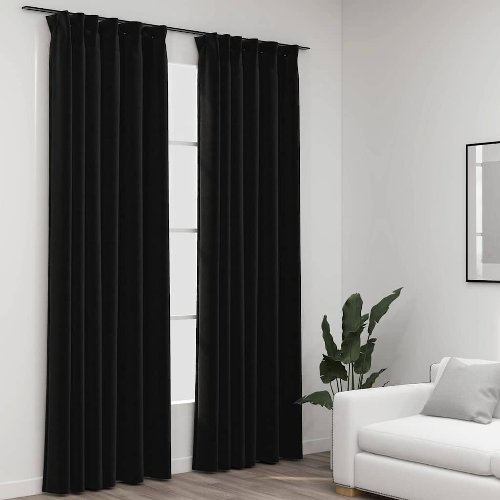 Vidaxl curtains Linen blackout hooks 2 pcs 140x245 cm anthracite