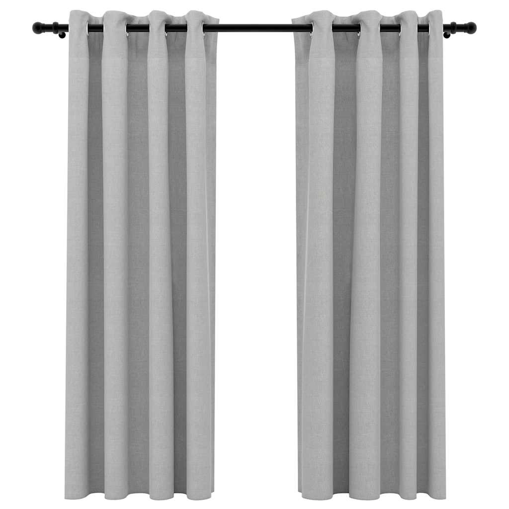 VidaXL Curtains Linen Look Damning Eyes 2 st 140x175 cm Gray