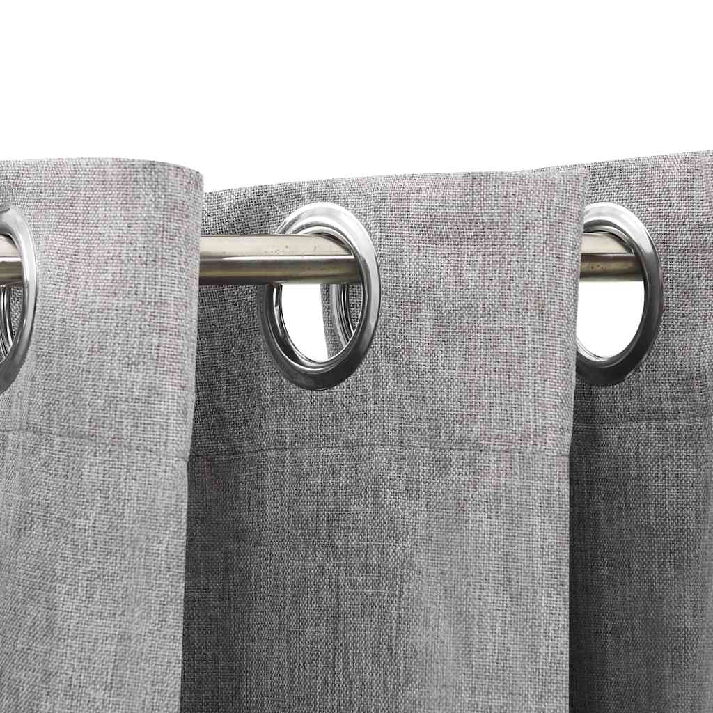 VidaXL Curtains Linen Look Damning Eyes 2 st 140x175 cm Gray