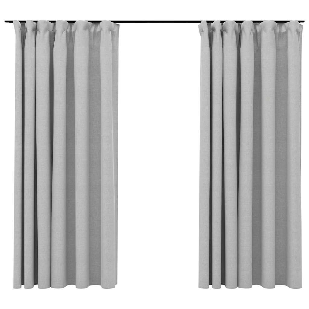 Tende vidaxl lino look ganci blackout 2 st 140x175 cm grigio