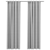 Vidaxl Vorhänge Leinen -Look Blackout Haken 2 ST 140x225 cm Grau