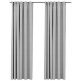 VidaXL Curtains Linen Look Damning hooks 2 pcs 140x245 cm Gray