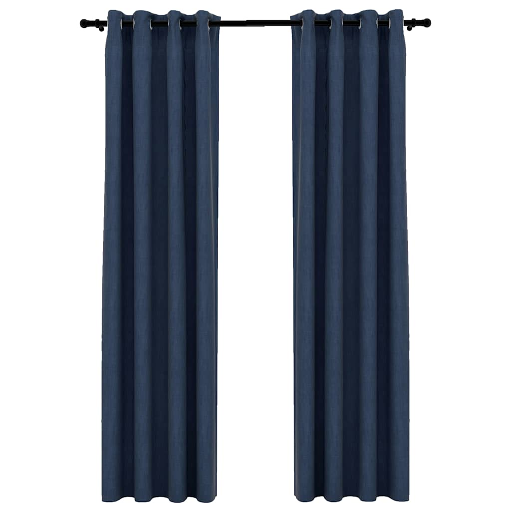 Vidaxl Curtains Linen vypadat zatraceně oči 2 st 140x225 cm modrá