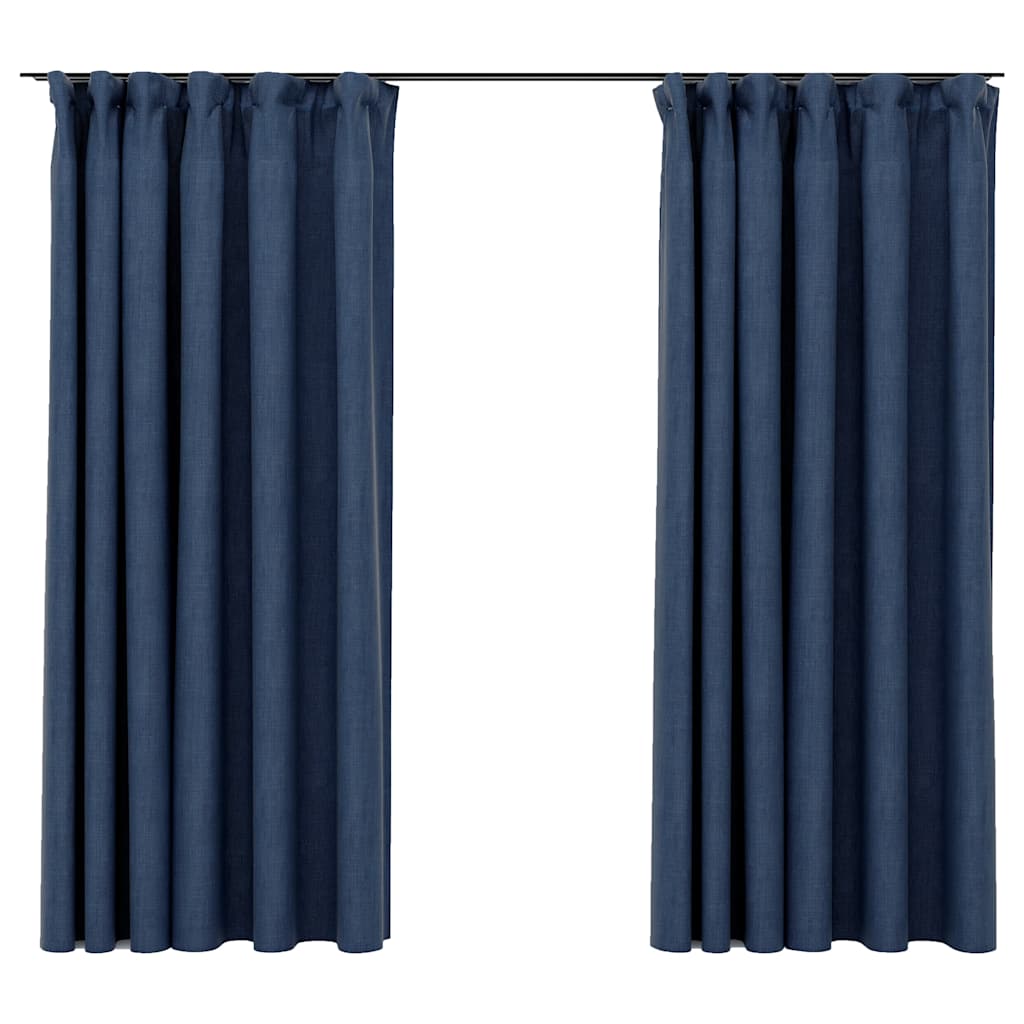 Vidaxl Curtains Linen vypadají zatracené háčky 2 st 140x175 cm modrá