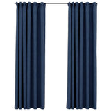 Vidaxl Vorhänge Leinen-Look-Blackout-Haken 2 ST 140x225 cm Blau