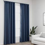 Vidaxl Vorhänge Leinen-Look-Blackout-Haken 2 ST 140x225 cm Blau