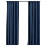 Cortinas Vidaxl Lino Look Blawout Hooks 2 ST 140x245 CM Azul