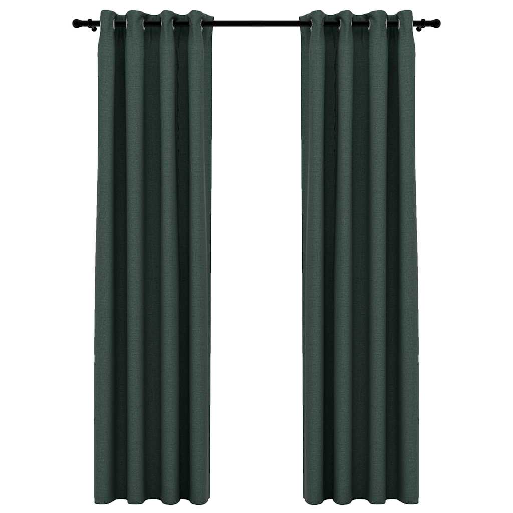 Cortinas Vidaxl Lino Mire los ojos condenatorios 2 ST 140X225 cm verde