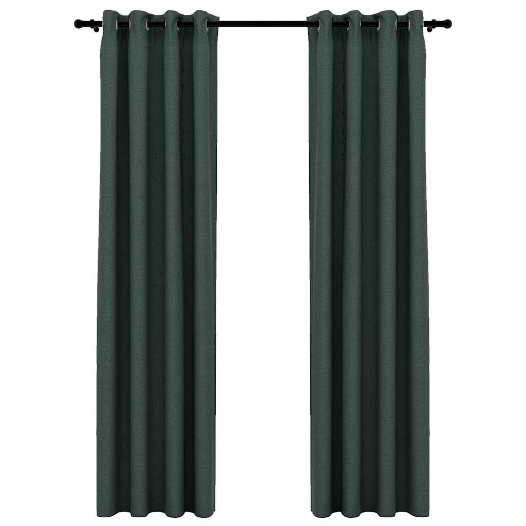 Vidaxl Vorhänge Leinen sehen verdammt schädliche Augen aus 2 St 140x225 cm Grün