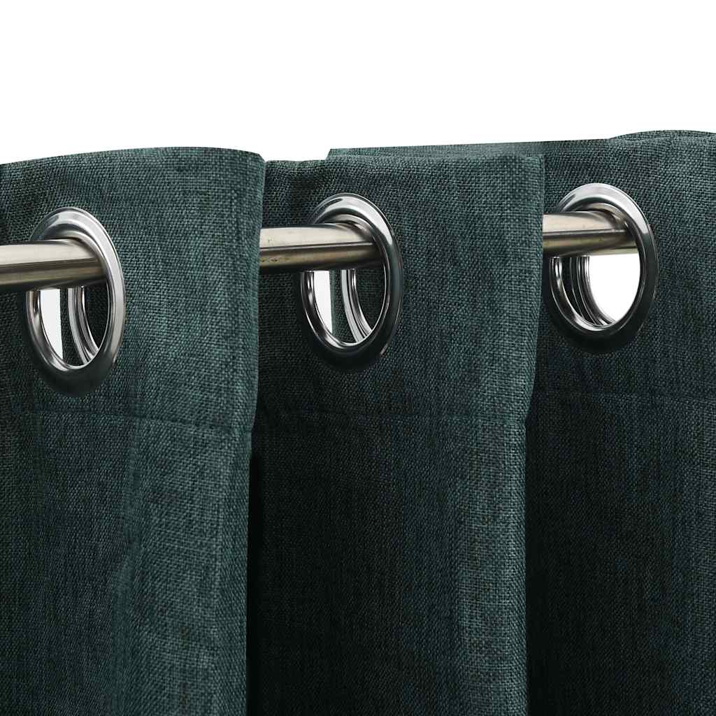 Vidaxl Curtain Linen Look Damning With Eyes 290x245 Cm Green