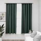 Vidaxl curtains linen look blackout hooks 2 st 140x175 cm green