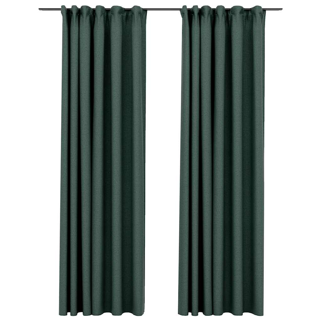 Cortinas Vidaxl Lino Mirando ganchos condenatorios 2 ST 140X225 CM Green