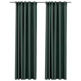 Vidaxl Vorhänge Leinenook Blackout Haken 2 ST 140x245 cm Grün