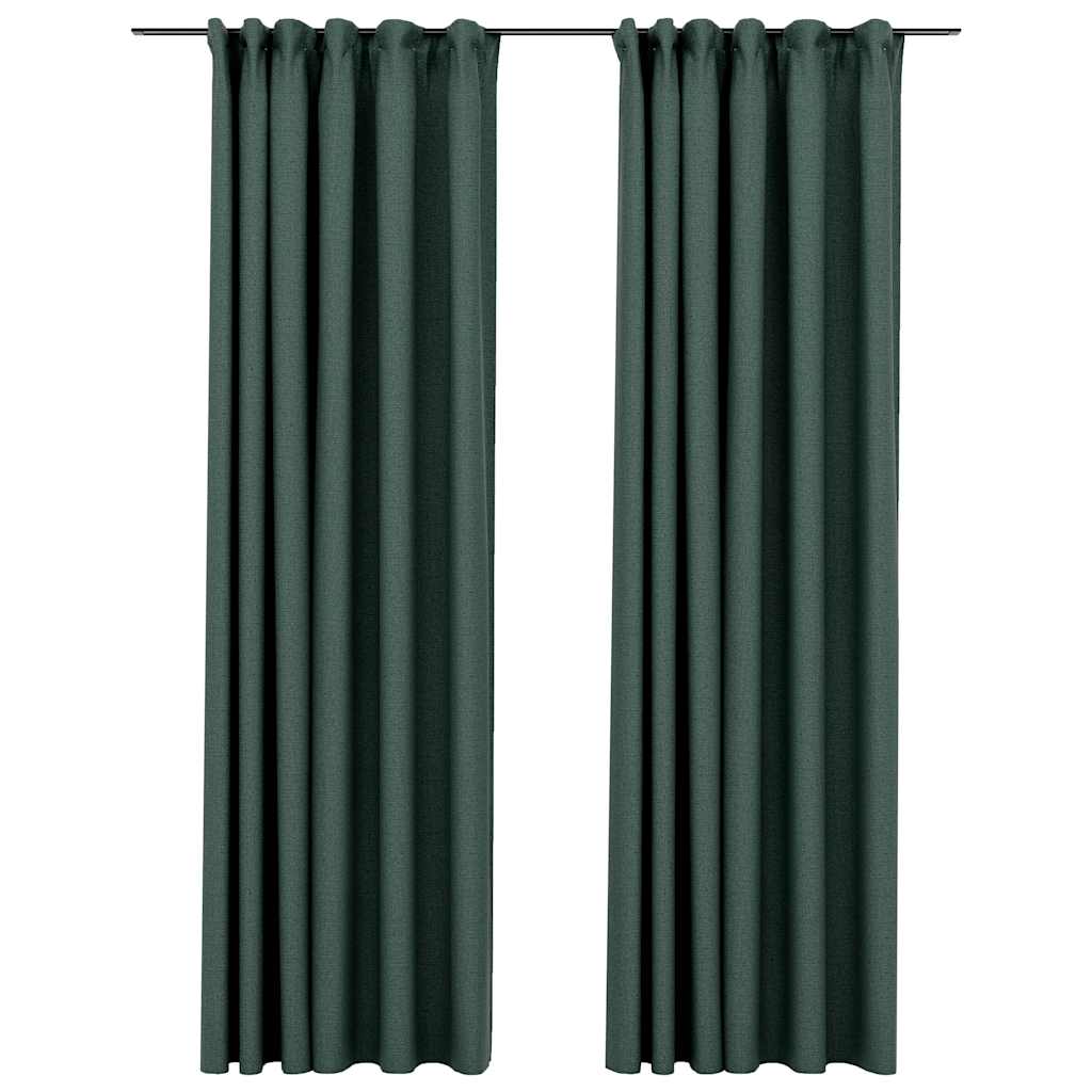 Cortinas de Vidaxl Lino Look Belegios de apagón 2 ST 140X245 CM Green