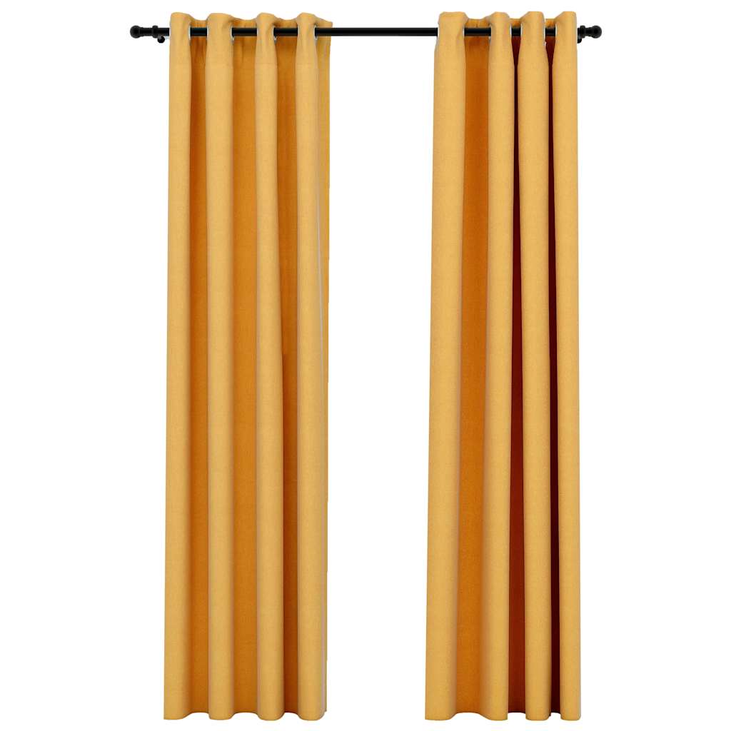 Cortinas Vidaxl Lino Mire los ojos condenatorios 2 ST 140X225 CM Amarillo