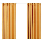 Vidaxl curtains linen look blackout hooks 2 st 140x175 cm yellow