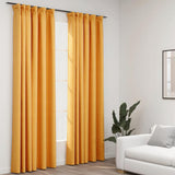 Tende vidaxl lino look ganci blackout 2 st 140x225 cm giallo