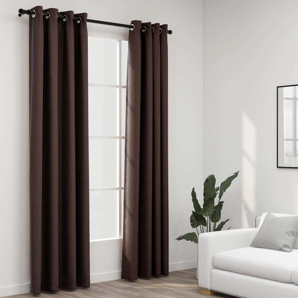 Cortinas Vidaxl Lino Mire los ojos condenatorios 2 ST 140X225 CM Taupe