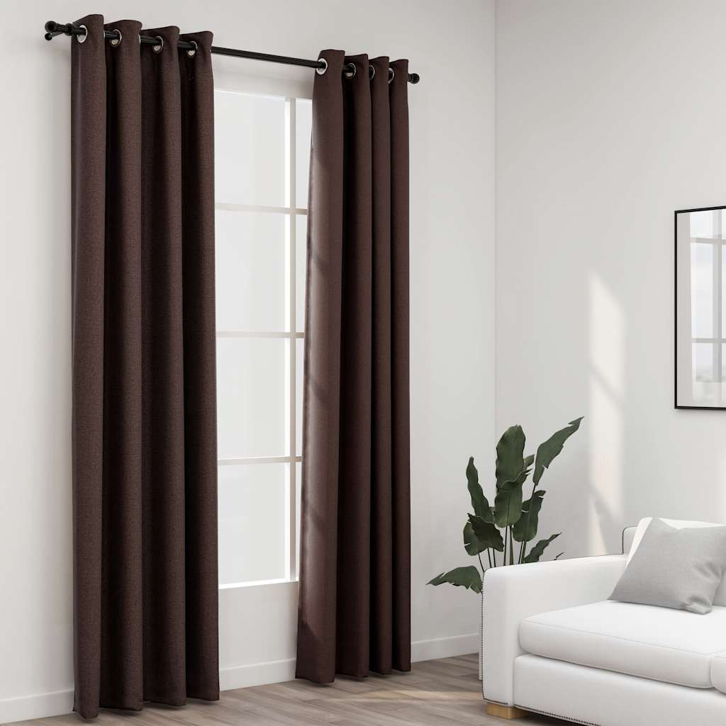 Vidaxl Curtains Linen Look Damning Eyes 2 st 140x245 cm Taupe