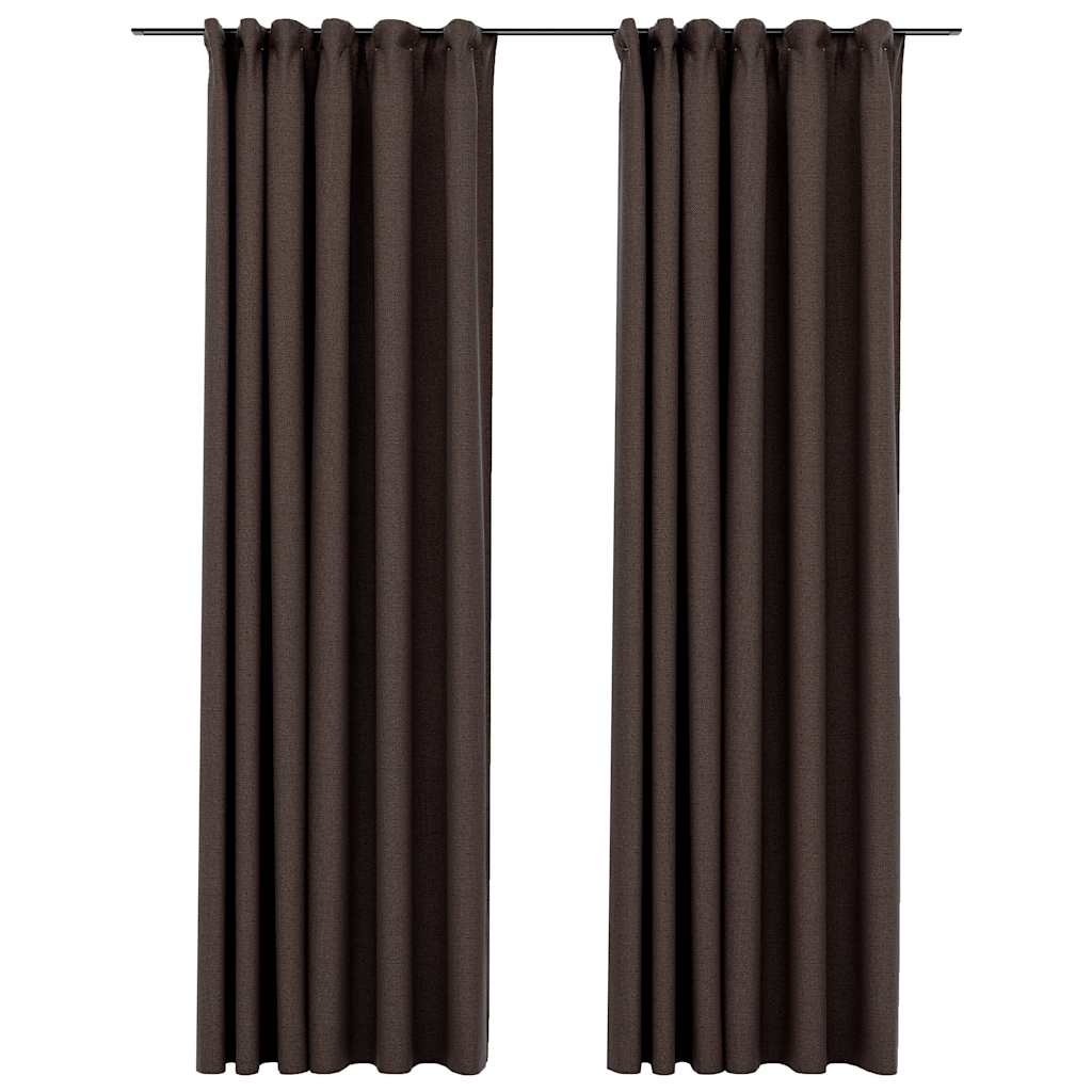 Vidaxl Vorhänge Leinenook Blackout Haken 2 PCs 140x225 cm Taupe