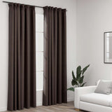 Vidaxl gardiner linne ser blackout krokar 2 st 140x225 cm taupe