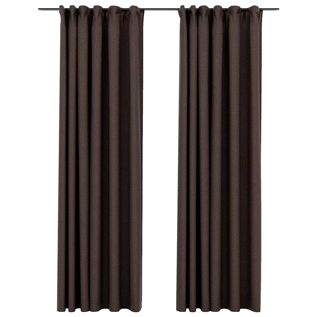 VidaXL Curtains Linen Look Damning Hooks 2 st 140x245 cm Taupe