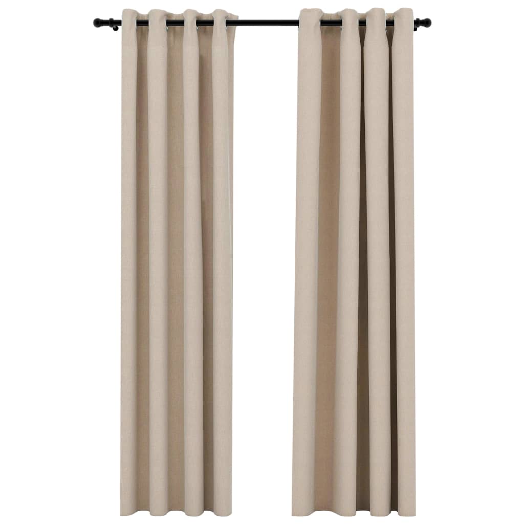 VidaXL Curtains Linen Look Damning Eyes 2 st 140x245 cm Beige