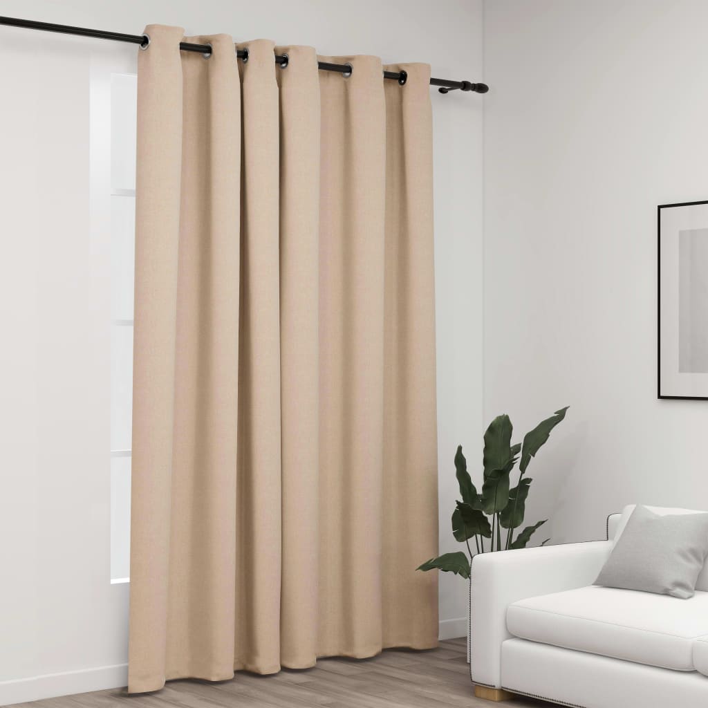 Vidaxl gardin lin ser forbannet ut med øyne 290x245 cm beige