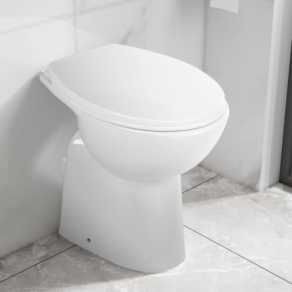 Inodoro Vidaxl elevado 7 cm Cerámico sin borde suave Cerámico Blanco