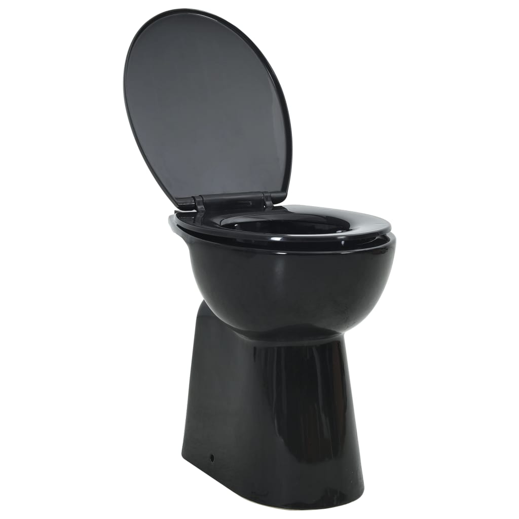 Vidaxl-Toilette erhöht 7 cm weiche, borgendere Keramikschwarz