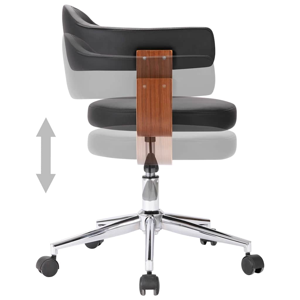 Vidaxl kantoorstoel draaibaar gebogen hout en kunstleer zwart
