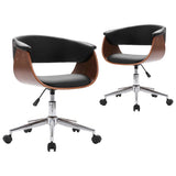 Vidaxl eetkamerstoelen draaibaar 2 st kunstleer zwart