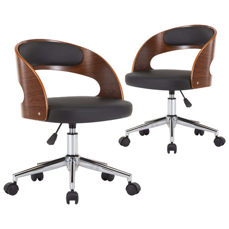 Vidaxl eetkamerstoelen draaibaar 2 st gebogen hout en kunstleer zwart