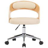 Vidaxl eetkamerstoelen draaibaar 2 st gebogen hout en kunstleer crème