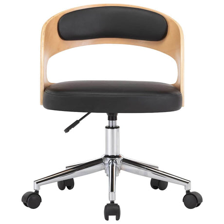 Vidaxl eetkamerstoelen draaibaar 2 st gebogen hout en kunstleer zwart