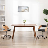 Vidaxl eetkamerstoelen draaibaar 2 st gebogen hout en kunstleer zwart