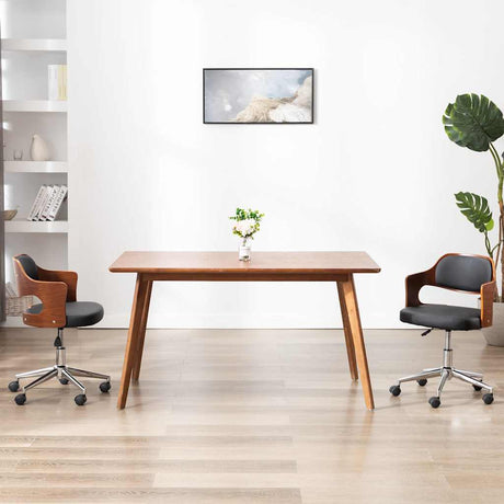 Vidaxl eetkamerstoelen draaibaar 2 st gebogen hout en kunstleer zwart