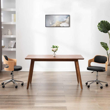Vidaxl eetkamerstoelen draaibaar 2 st gebogen hout en kunstleer zwart
