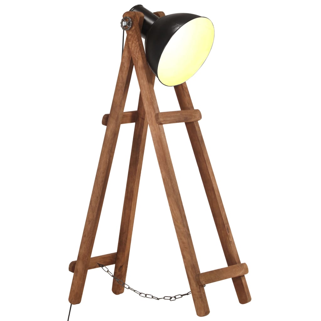 Vidaxl vloerlamp e27 massief mangohout zwart