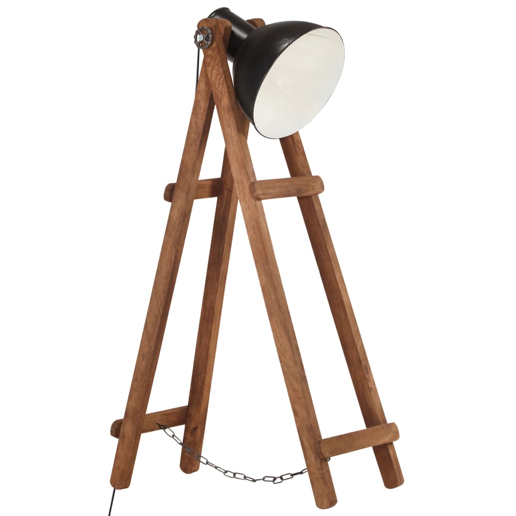 Vidaxl vloerlamp e27 massief mangohout zwart