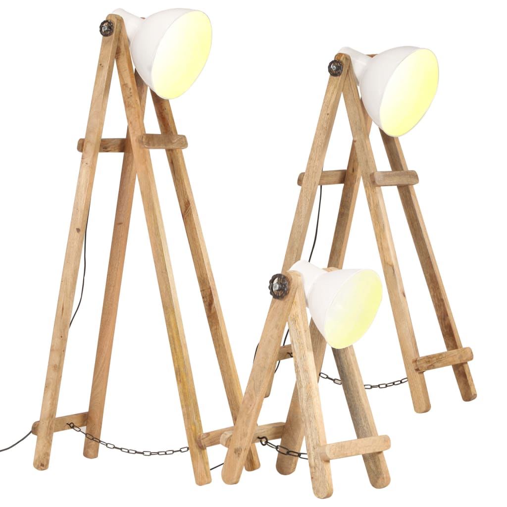 Vidaxl Floor lamps 3 ST E27 Solid Mangohout White