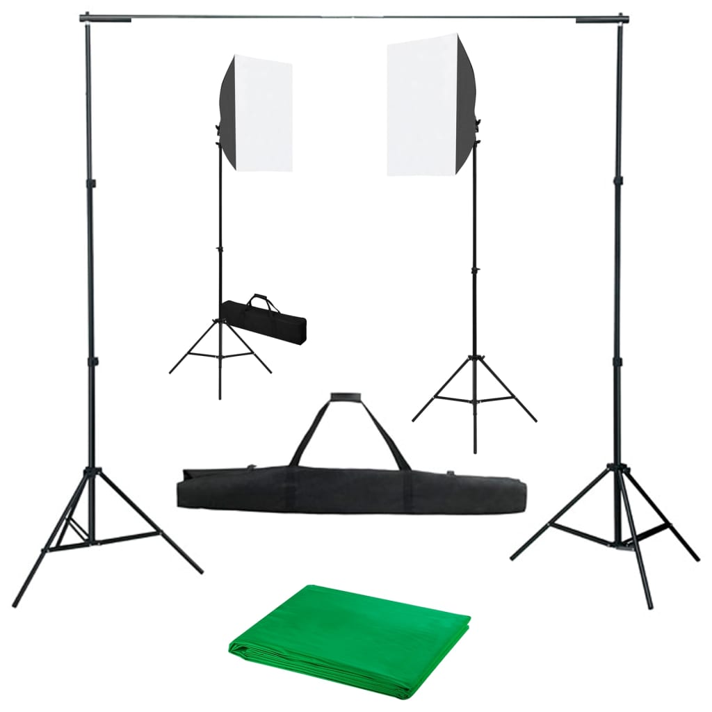 Vidaxl Photo Studio Conjunto con lámparas de softbox y fondo