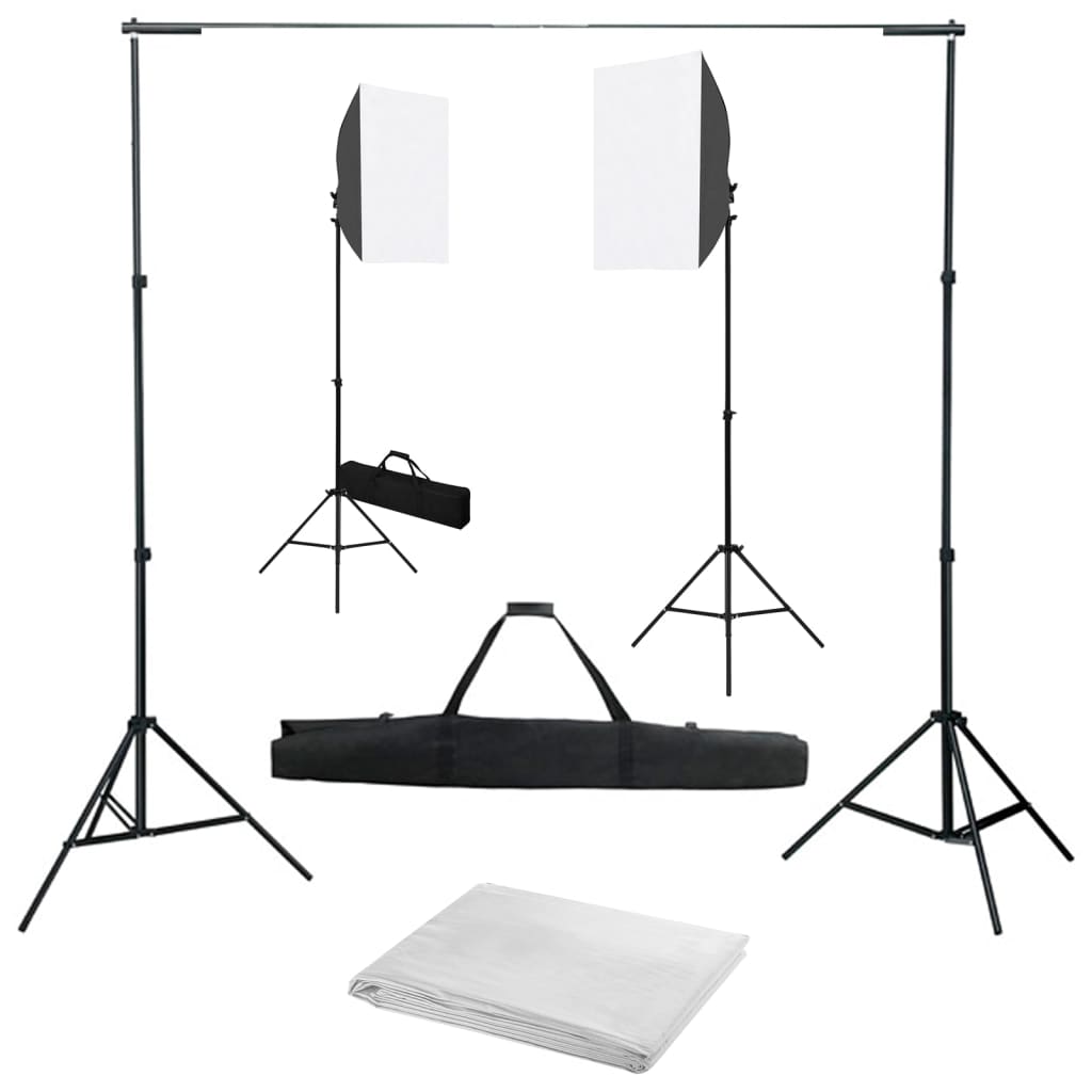 Vidaxl Photo Studio Set mat Softbox Luckelen an Hannergrond