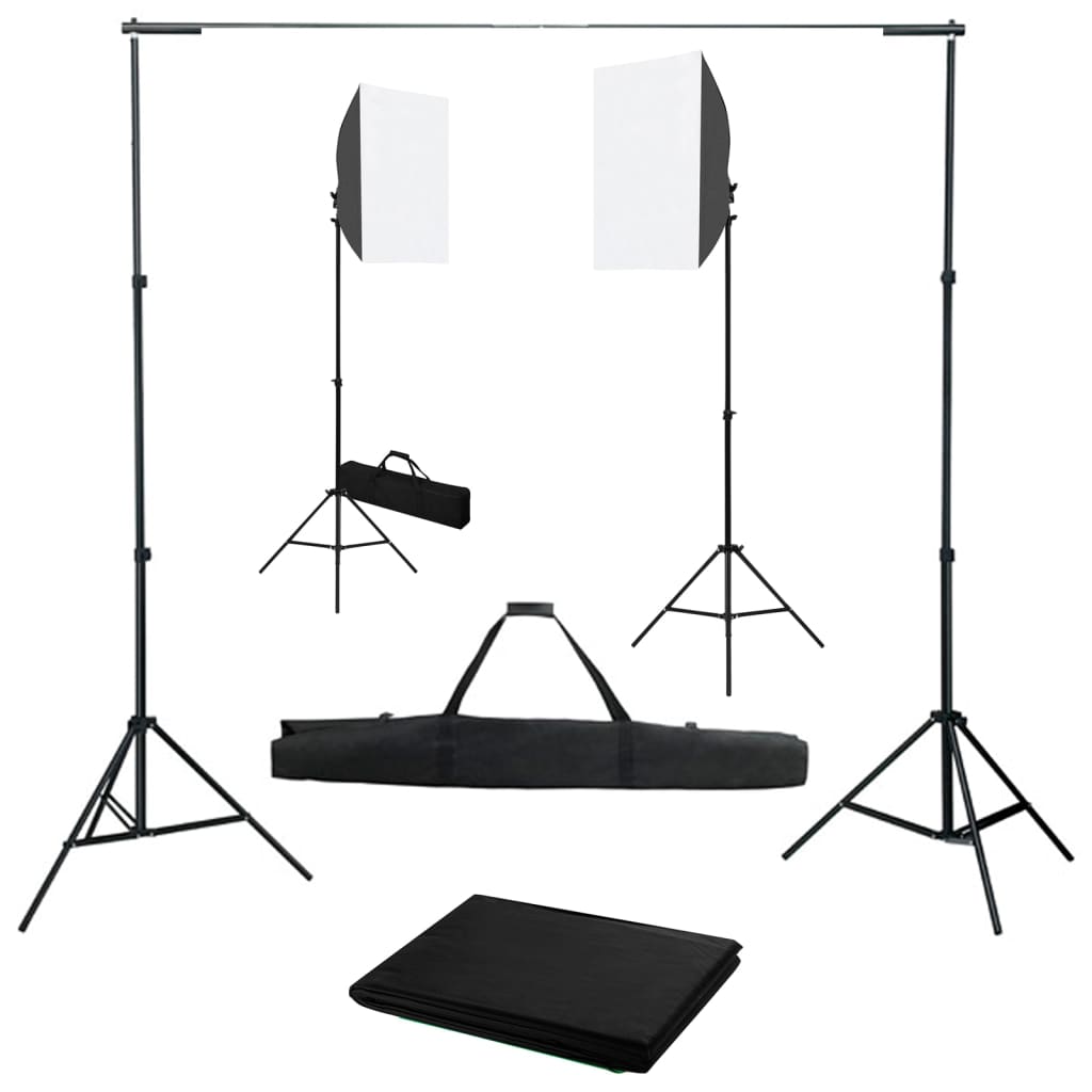 VidaXL Fotostudioset met softboxlampen en achtergrond