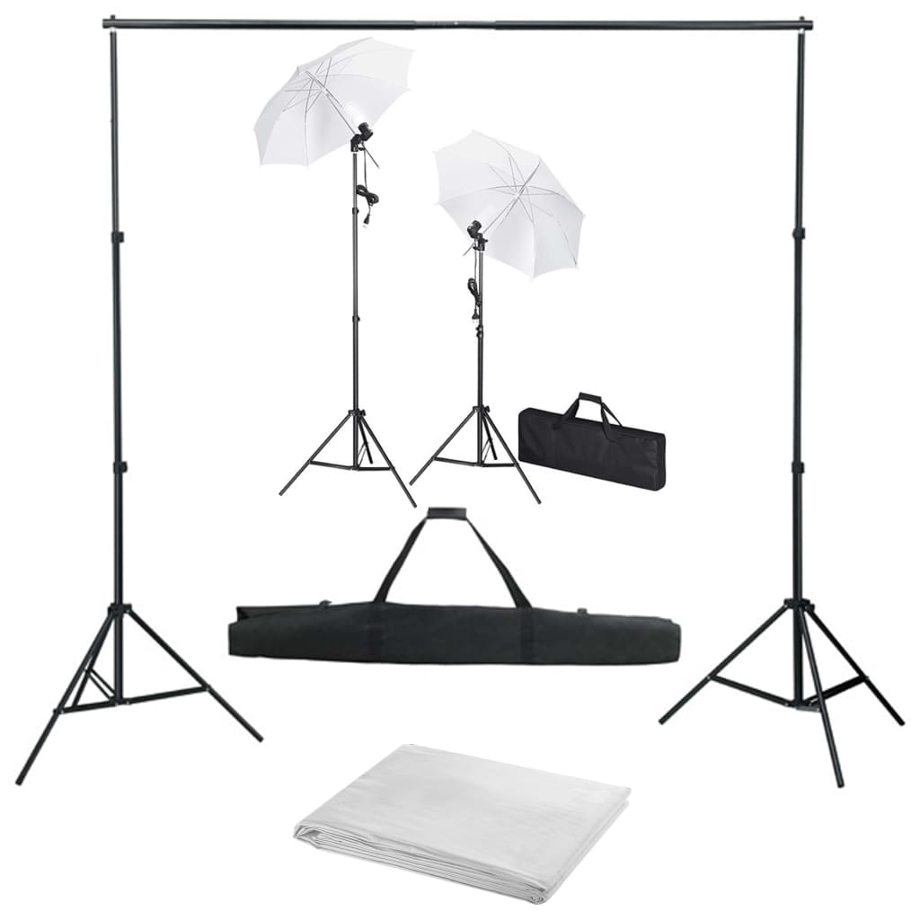 Vidaxl Photo Studio Set med bakgrunn, lamper og paraplyer