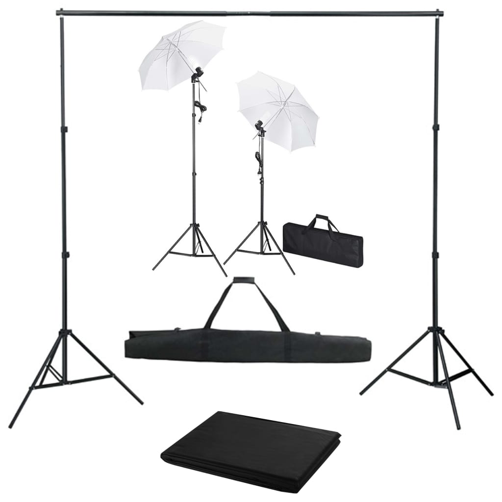 Vidaxl Photo Studio zestaw z tłem, lampami i parasolami