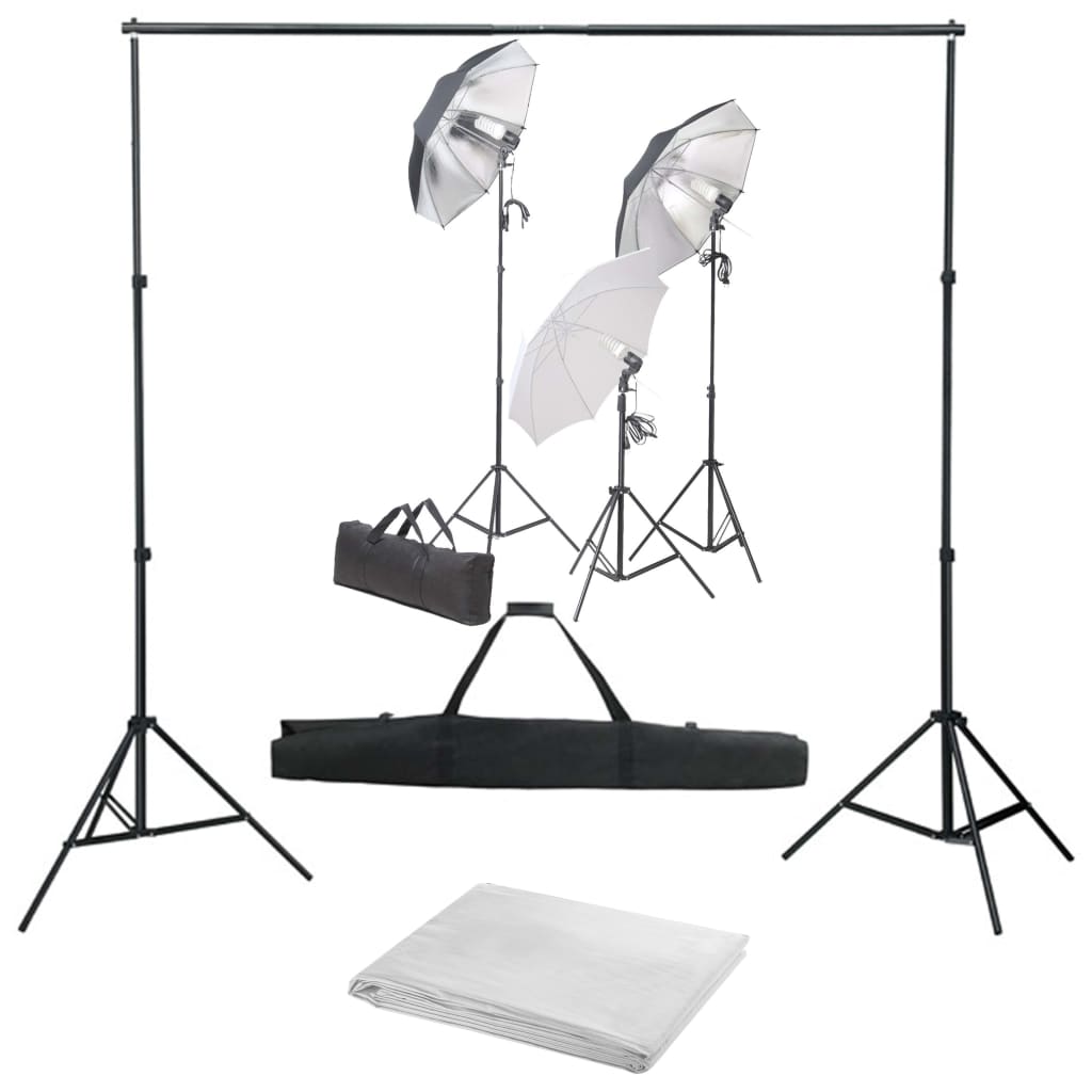 Vidaxl Photo Studio Set med belysningssæt og baggrund