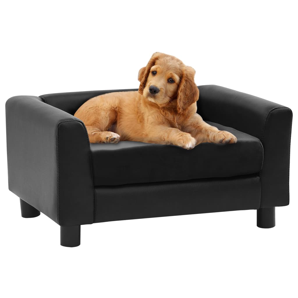 Vidaxl Dog Bank 60x43x30 cm peluche e cuoio artificiale nero